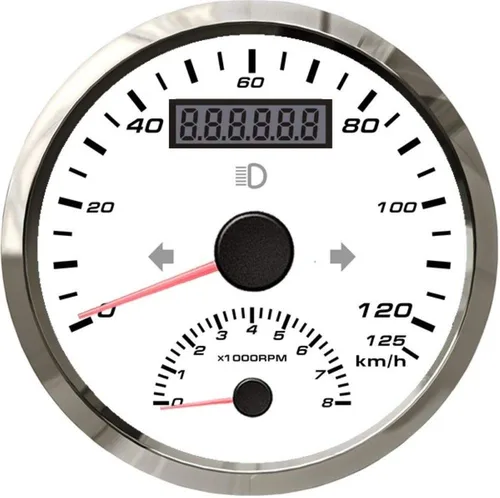 Miniatura 6 de ELING Velocímetro GPS 2 en 1 con tacómetro 200KM/H 8000RPM para automóvil, motocicleta, ATV, UTV, kilometraje reiniciable 3.346 in 9-32 V Blanco
