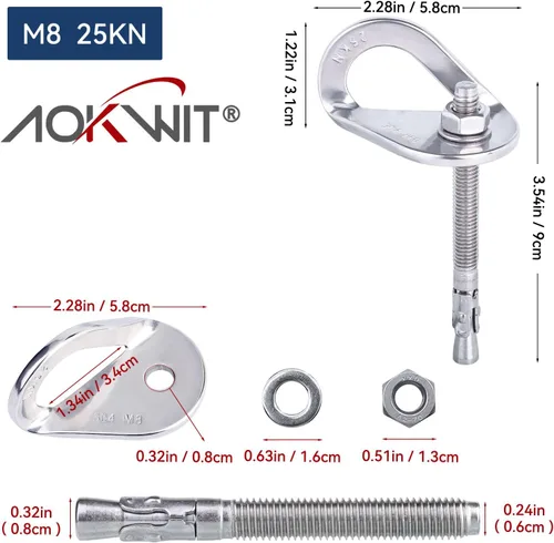 Miniatura 2 de Pernos de escalada de 25 kN anclajes de acero inoxidable para escalada perno de anclaje Perno de expansión resistente, Piton Tiedown para escalada