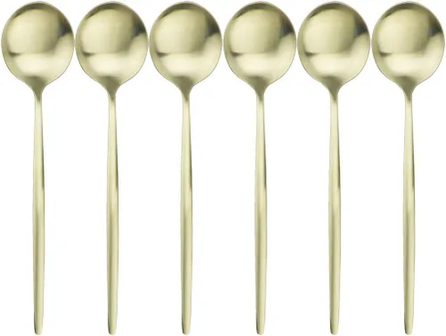 Miniatura 9 de Juego de 6 cucharas de cena mate de acero inoxidable 304 cucharas de sopa con mango largo, cuchara de postre para arroz, gachas de avena y ensalada