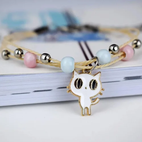 Miniatura 5 de 30 dijes adorables de gato de anime para hacer joyas, mezcla de 3 diseños de esmalte de gato blanco y negro, encantadores dijes para mujeres, hechos