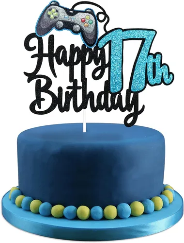Miniatura 11 de Decoración de pastel de feliz cumpleaños 8 para videojuegos, fiesta de cumpleaños de 8 años, suministros de pastel azul, juego en nivel, decoración