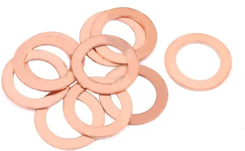 Miniatura 9 de uxcell 10pcs 0.236 in x 0.394 in x 0.039 in anillo plano de cobre aplastamiento arandela sellado junta sujetador