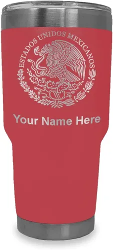 Miniatura 40 de LaserGram Vaso aislado al vacío de 20 onzas, bandera de México, grabado personalizado incluido (gris)
