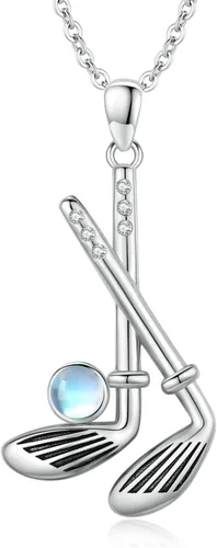 Miniatura 8 de Collar de Béisbol/Golf/Hockey/Tenis Plata de Ley 925 Piedra Lunar Pelota Colgante Deportivo Joyería Regalos de Graduación para Mujeres Novia Mamá