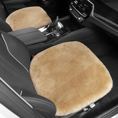 Miniatura 2 de LLB Fundas de asiento de asiento de automóvil de oveja genuina para automóviles, camiones, SUV, almohadilla protectora de asiento cómoda para Caqui