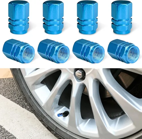 Ziciner 8 piezas de tapas de vástago de válvula para neumáticos de automóvil, cubiertas de válvula de rueda de aleación de aluminio con junta tórica