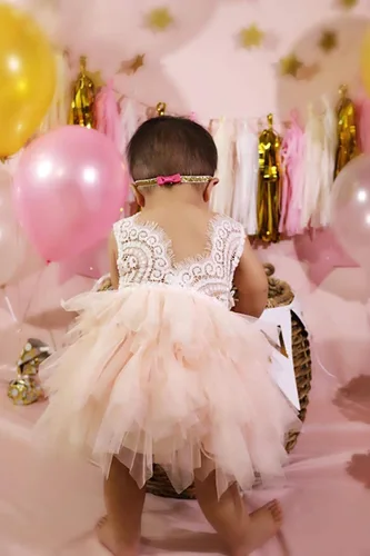 Miniatura 8 de Topmaker Vestido de niña de flores sin espalda acampanado de encaje