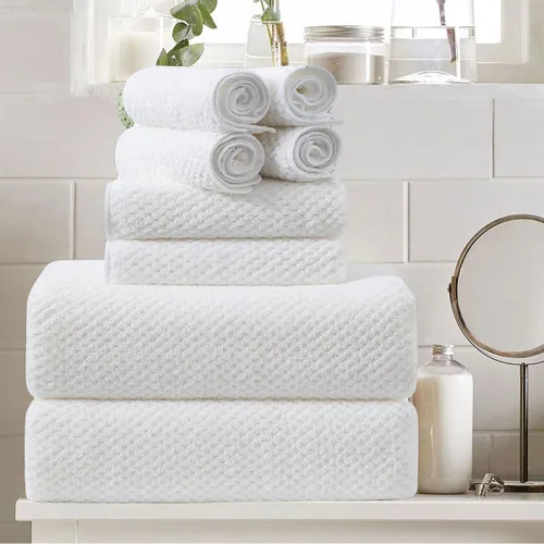 Miniatura 19 de Juego de 8 toallas de baño grandes azules para la familia - 2 sábanas de toalla de baño extragrandes, 2 toallas de mano, 4 paños - 600GSM suaves