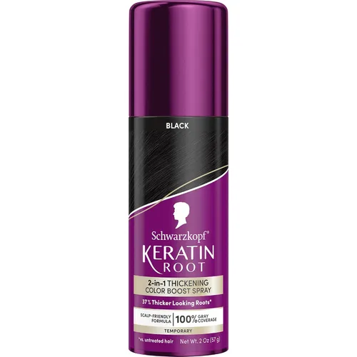 Schwarzkopf Keratin Root Spray de color temporal para el cabello, marrón oscuro, cobertura instantánea de canas, raíces más gruesas y de aspecto más
