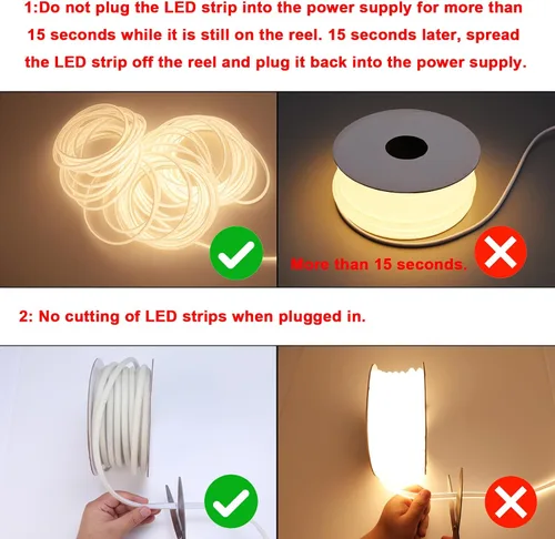 Miniatura 7 de BENLUN Tiras de Luces LED COB AC 110V de 98.4 pies, 3000K Luz de Cuerda LED Blanca Cálida para Exteriores Impermeable, 10W/M CRI 90+ Flexible Blanco