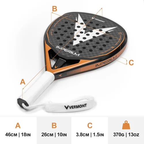 Miniatura 2 de VERMONT Imperium - Raqueta de pádel profesional de carbono completo con textura Spin Max 3D Face - Ligera - Núcleo EVA 22°
