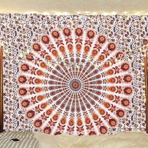 Miniatura 16 de Tapiz hippie indio bohemio psicodélico dorado azul pavo real mandala colgante en la pared (negro blanco, Queen (84 x 90 pulgadas) (84.6 x 90.6 in)