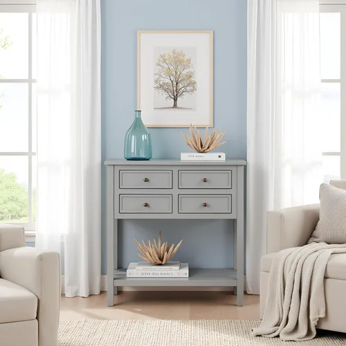 Miniatura 2 de Alaterre Furniture Coventry - Mesa consola de madera de 32 pulgadas de ancho con 4 cajones, color gris