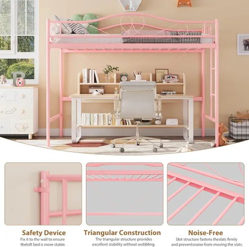 Miniatura 7 de GarveeHome Litera individual sobre individual, litera de metal resistente con barandilla de seguridad y escalera, capacidad de peso de 400 libras