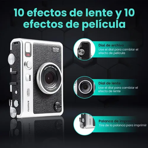 Miniatura 4 de Fujifilm Paquete de cámara híbrida Instant Mini EVO con 20 hojas de película instantánea + tarjeta de memoria de 32 GB + funda de transporte +
