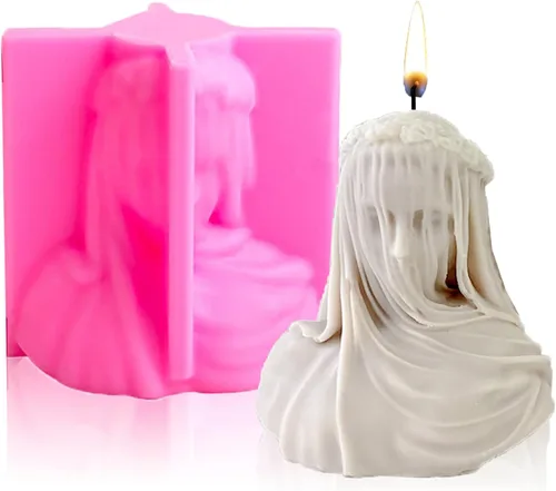 Molde de vela velada para dama, busto femenino velado de silicona, busto velado para mujer, busto de doncella velado, molde de estatua, molde de