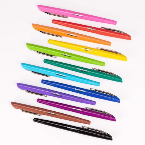 Miniatura 6 de WallDeca Bolígrafos de punta de fieltro, punta fina (0.020 in), colores surtidos del arco iris, 12 unidades Hechos para la escritura diaria