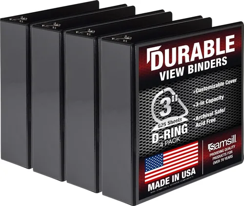 Miniatura 17 de Samsill Carpeta duradera de 1.5 pulgadas, fabricada en los Estados Unidos, carpeta de anillos en D, carpeta transparente personalizable, color rojo