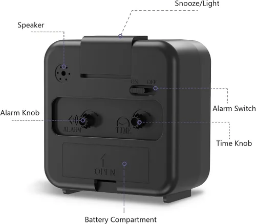 Miniatura 5 de Reloj despertador analógico, reloj de mesa sin tictac con manecilla luminosa y pantalla grande, reloj despertador silencioso con batería con función