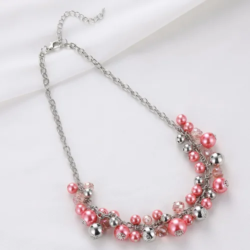Miniatura 3 de Collares con colgante de cadena corta para mujer, joyería de moda de plata con perlas y cuentas de cristal, regalos de cumpleaños para mujer