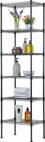 Miniatura 17 de Estantería de 3 niveles, estantería pequeña ajustable para armario, estantes de almacenamiento de cocina con ruedas, organizador de alambre de acero