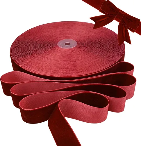 Miniatura 9 de BokingOne Cinta de terciopelo rojo vino, 3/8 pulgadas x 30 yardas, cinta de terciopelo de nailon burdeos para envoltura de regalos, bodas
