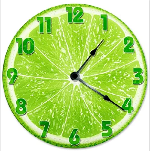 Reloj de pared verde lima de 10 pulgadas, reloj de pared con frutas frescas, funciona con pilas, sin tictac, reloj de madera vintage de granja,