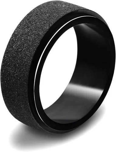 Miniatura 2 de Anillo giratorio negro de acero inoxidable esmerilado