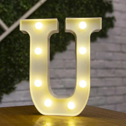 Miniatura 19 de anso Letras LED del alfabeto con números iluminados, letras de plástico blanco, decoración de pie de la A a la Z 0 ~ 9 (rosa corazón)