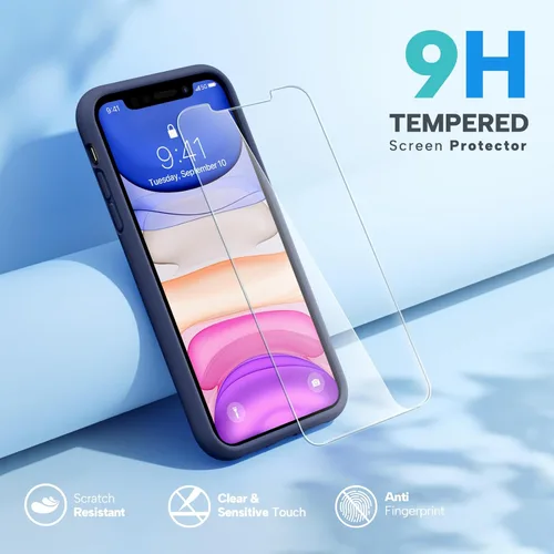 Miniatura 2 de Miracase Funda diseñada para iPhone 11, con protector de pantalla, goma de gel de silicona líquida, protección completa contra caídas, a prueba