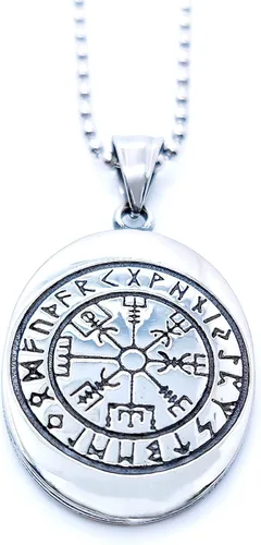 Miniatura 5 de Colgante de símbolo de lobo vikingo nórdico Vegvisir Mjolnir brújula para hombre, protección de fe, medallón guía amuleto, acero, joyería nórdica