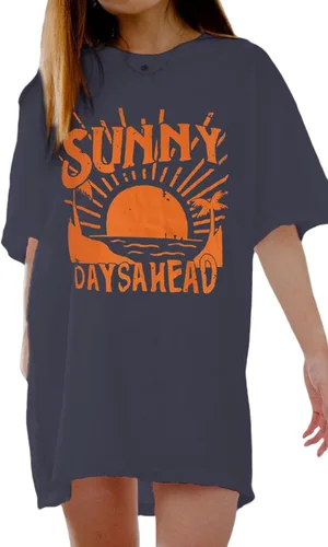 Miniatura 3 de Avanova Camiseta holgada de manga corta con estampado gráfico de sol para mujer