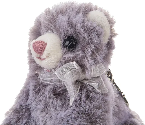 Miniatura 4 de Dilly dudu Llavero de peluche de gato gris/gatito de 4 pulgadas