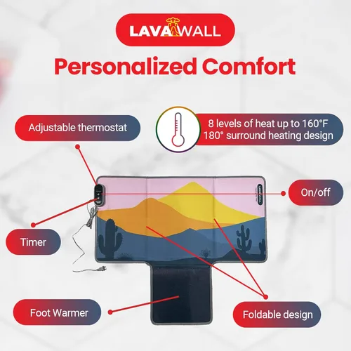 Miniatura 4 de Lavawall - Calentador eléctrico de pared: calentador de espacio portátil para oficina y hogar, temporizador y termostato, seguro y silencioso