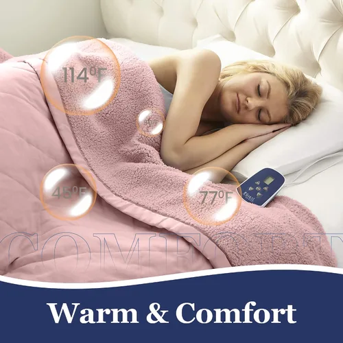 Miniatura 6 de Juego de sábanas Thermee Micro Flannel Shavel Home Products, azul, queen, Blush, Completo