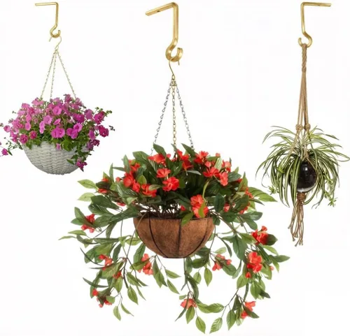 Miniatura 46 de QIEGL Soporte colgante para plantas de 6 pulgadas, gancho de metal para plantas, gancho de pastor decorativo para colgar linternas, comedero
