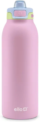 Miniatura 23 de Ello Pop & Fill Insulated Stainless Steel Water Bottle with Quick Fill Lid, Leakproof Locking, Sip or Chug Spout, BPA-Free, Double Wall Vacuum Negro