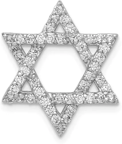 Diamond2Deal Cadena de estrella de David cultivada en laboratorio de oro blanco de 14 quilates joyería fina para mujer Clarity-SI-SI2 Color-G-H