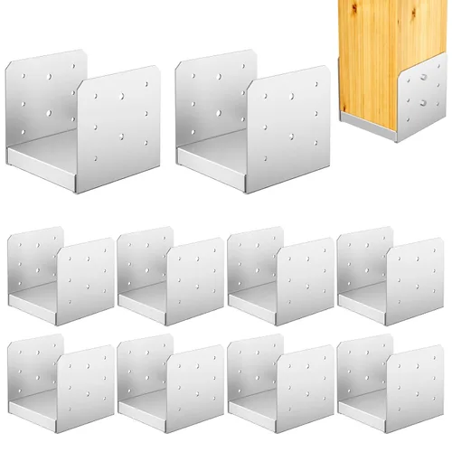 Miniatura 10 de Base de poste de 8 x 8 pulgadas, 2 soportes de anclaje ajustables de acero inoxidable (interno de 7.5 x 7.5 pulgadas), base de poste ajustable