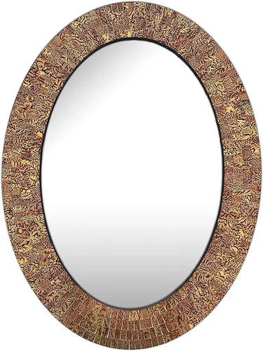 Miniatura 9 de Espejo decorativo tradicional de mosaico – 32 x 24 pulgadas de forma ovalada colgante azul espejo de pared