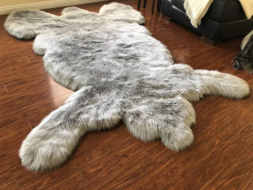 Miniatura 22 de LAMBZY - Alfombra de piel de oveja sintética súper suave hipoalergénica sedosa, estilo peluche de oso, para sala de estar, habitación de niños, sofá
