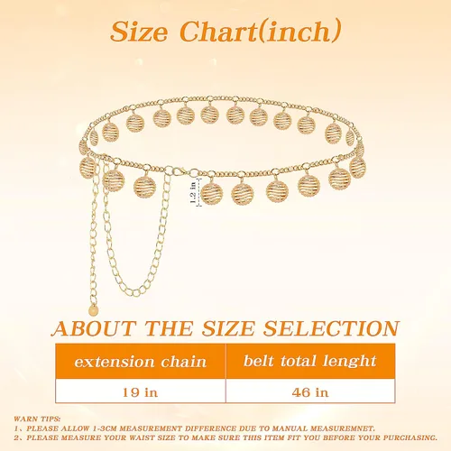 Miniatura 5 de Cinturón de cadena de metal para mujer, cadena de cintura ajustable para vestidos, jeans, Western Concho