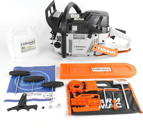 Miniatura 5 de Motosierra de gas de 372 W 71 cc con barra sólida de 24 pulgadas Motosierra de motosierra de gasolina de 2 ciclos 4.1 KW 5.5 HP para trabajos