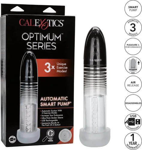 Miniatura 3 de CalExotics, Optimum Series Bomba inteligente automática – Bomba de pene de mejora masculina con funda de silicona Stroker – Juguetes sexuales