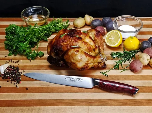 Miniatura 2 de Ergo Chef Crimson Series - Cuchillo de trinchar de 8 pulgadas, acero inoxidable alemán forjado de alto carbono X50CrMoV15, mango G10