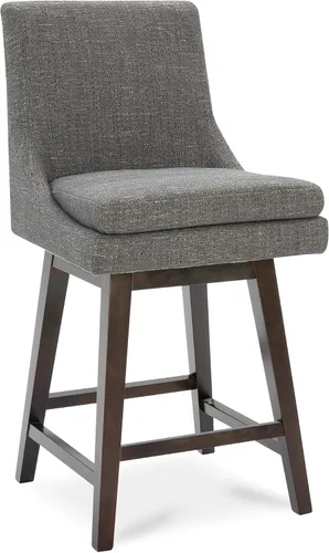 CHITA Taburete de bar giratorio de altura de mostrador, taburete de bar tapizado, altura del asiento de 26.8 pulgadas de alto, tela en niebla