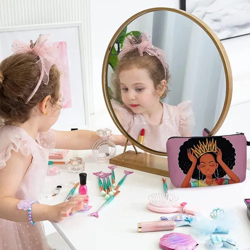Miniatura 5 de Bolsa de maquillaje afroamericana para monedero de lona afro-negra, bolsas de cosméticos para mujer, regalo inspirador, pequeña bolsa divertida