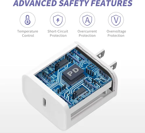 Miniatura 3 de Cargador para iPhone 16 y 15 de carga rápida, [certificado MFi], paquete de 2 bloques de carga rápida de 20 W tipo C con cable USB C a USB C de 6