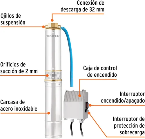 Miniatura 3 de bomba sumergible tipo bala de agua limpia 1/2 HP