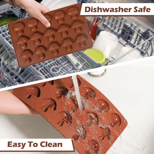 Miniatura 7 de Webake Molde de chocolate de hongos, moldes de silicona de 15 cavidades con tres bonitas formas de hongo, perfecto para chocolate, dulces, fondant